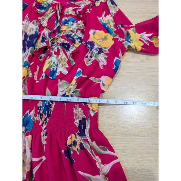 Lauren Ralph Lauren Georgette Dress Women's Size 6 Pink Floral Long Sleeve - Picture 11 of 16